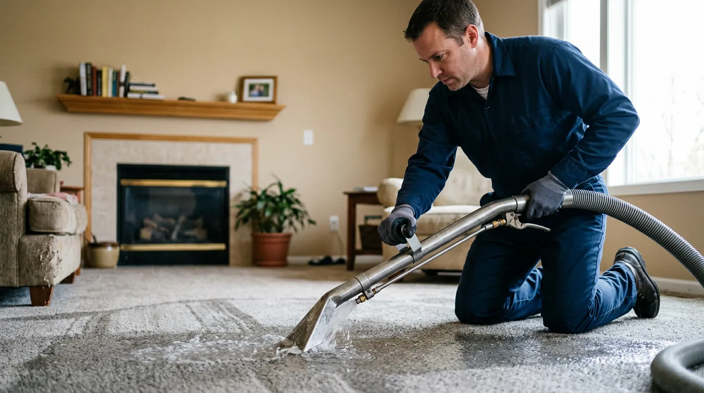 Water damage restoration technician working near Lacassine, LA